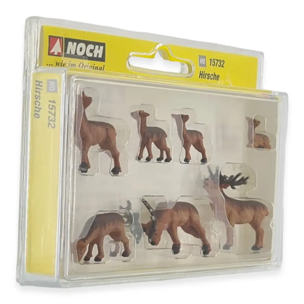 Pack de 2 cerfs, 4 faons et 1 biche NOCH 15732 - HO : 1/87ème - 2