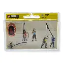 Lot de 5 personnages à la pêche et un bateau - Noch 15891 - HO 1/87 - 2