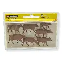 Lot de 6 vaches brunes et 1 veau - NOCH 15727 - HO 1/87 - 2