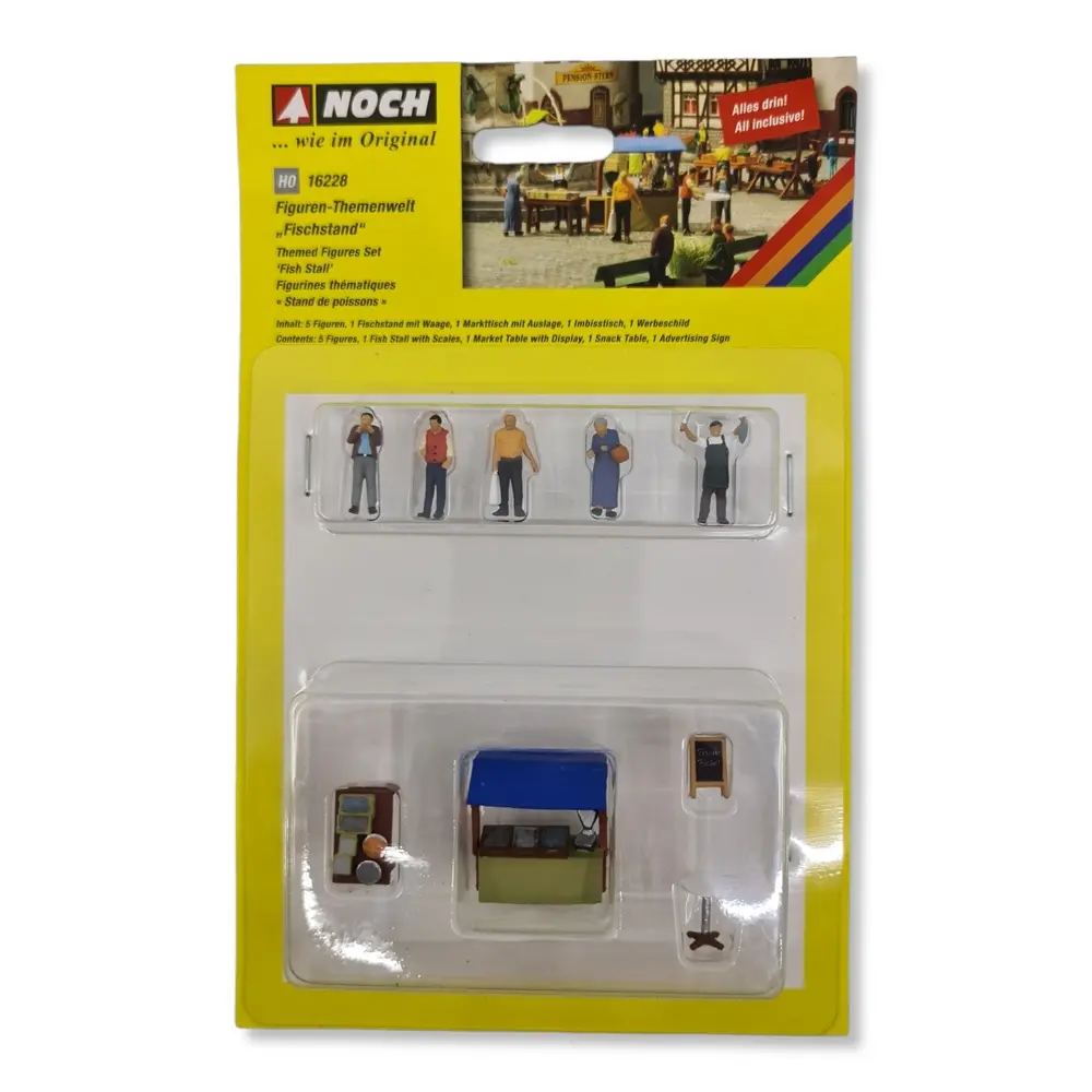 Pack de 5 personnages au marché NOCH 16228 - HO 1/87 - Marchand de poisson - 2