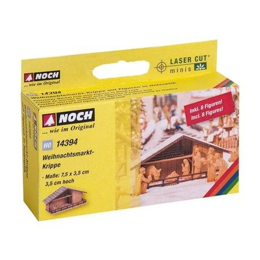 Crèche du marché de Noël & 8 figurines en bois - NOCH 14394 - HO 1/87 - 75x35x35 mm - 3