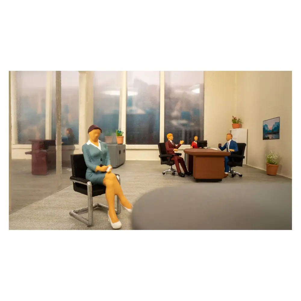 Lot de 6 personnages au bureau avec accessoires - NOCH 16251 - HO 1/87 - 2