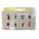 Lot de 6 personnages au restaurant avec accessoires NOCH 15838 - HO 1/87 - 2