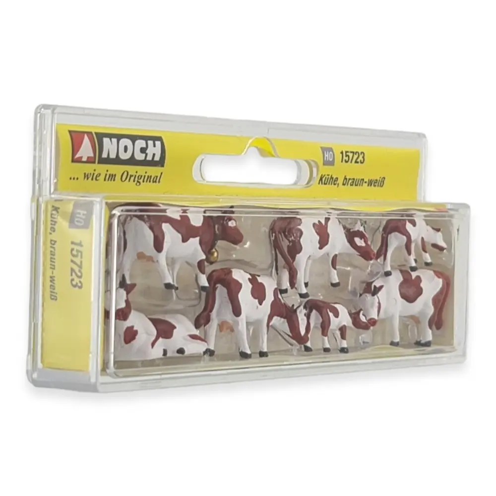 Pack de 7 vaches brunes et blanches NOCH 15723 - HO : 1/87ème - 2