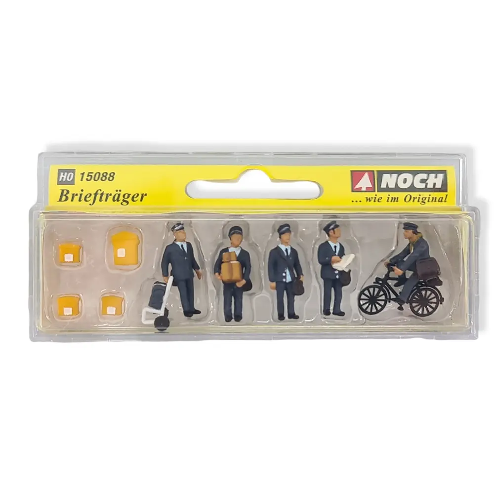 Lot de 5 facteurs  au travail avec 4 boîtes aux lettres NOCH 15088 - HO 1/87 - 2