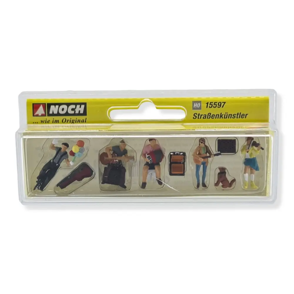 Lot de 5 artistes de rue avec accessoires NOCH 15597 - HO 1/87 - 2