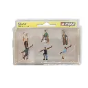 Lot de 6 personnages / 5 skieurs et 1 blessé NOCH 15829 - HO 1/87 - 2