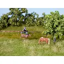 Fibre + 10 touffes d'herbes - Prairie d'été - Vert / marron - NOCH 07403 - Échelle universelle - 220 x 200 mm - 2