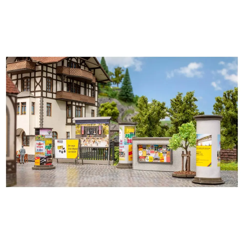Colonnes et panneaux publicitaires miniatures NOCH 14217 - HO 1/87 - 2