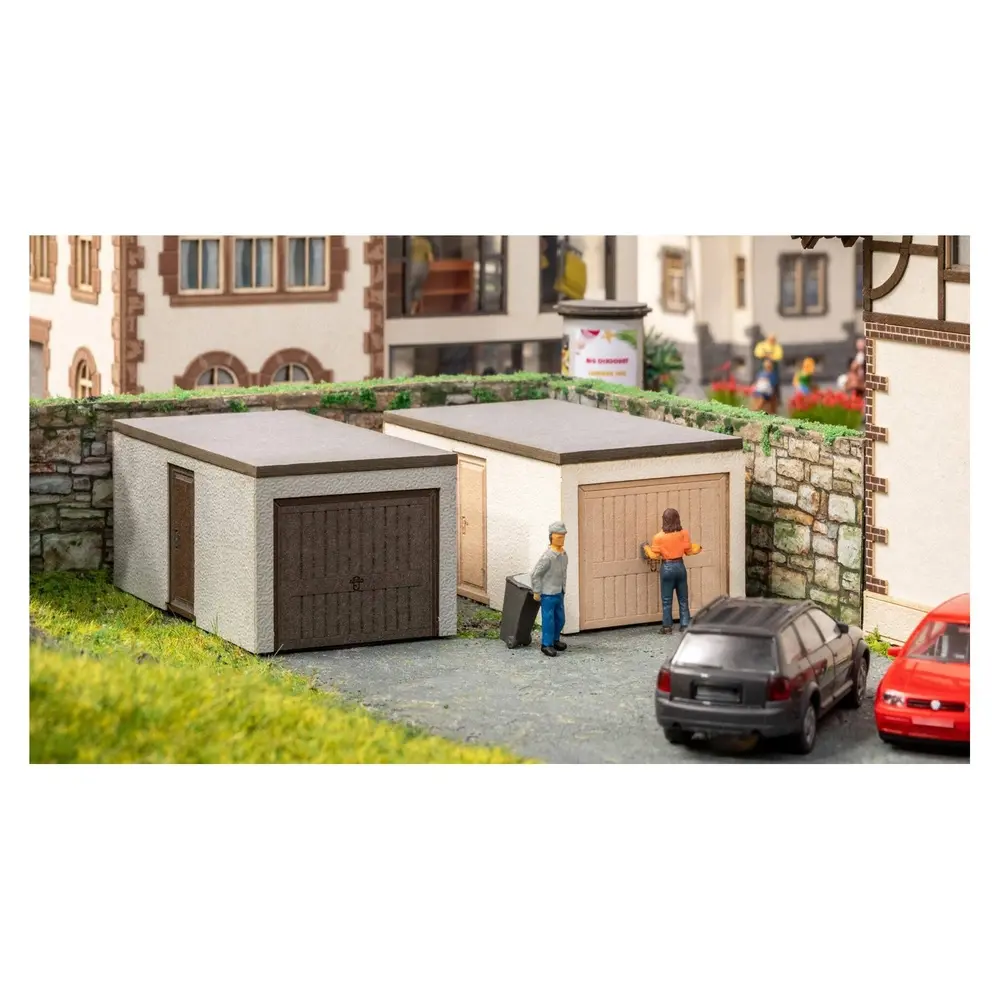 Lot de 2 garages préfabriqués - NOCH 14319 - HO 1/87 - 69x35x30 mm - 2