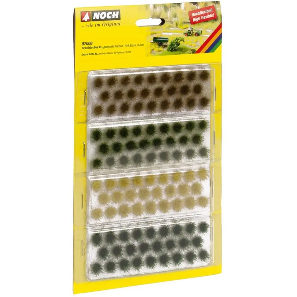 Lot de 104 touffes d'herbes 4 couleurs XL 9mm - HO 1/87 - NOCH 07006 - 2