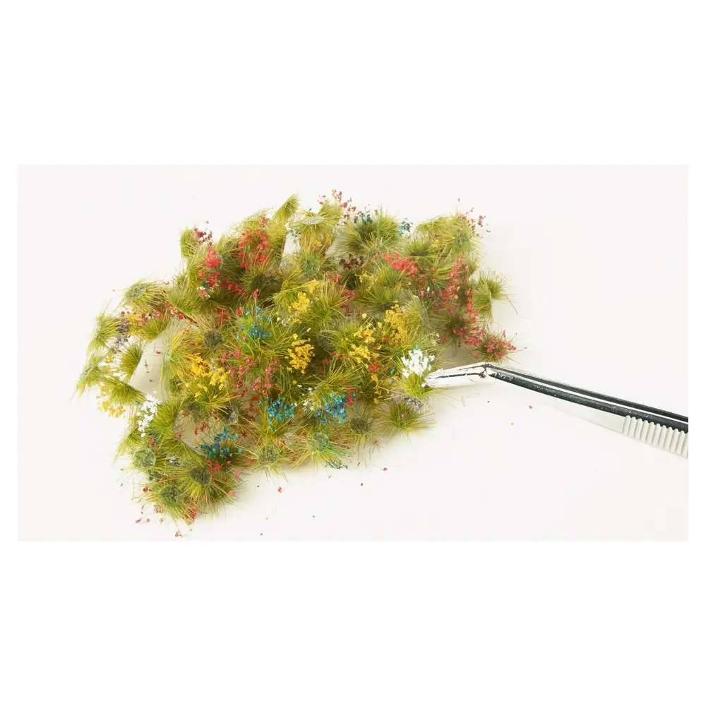 Lot 250 touffes de fleurs - rouge/bleu/jaune/rose/blanc NOCH 06800 - HO 1/87 - 2