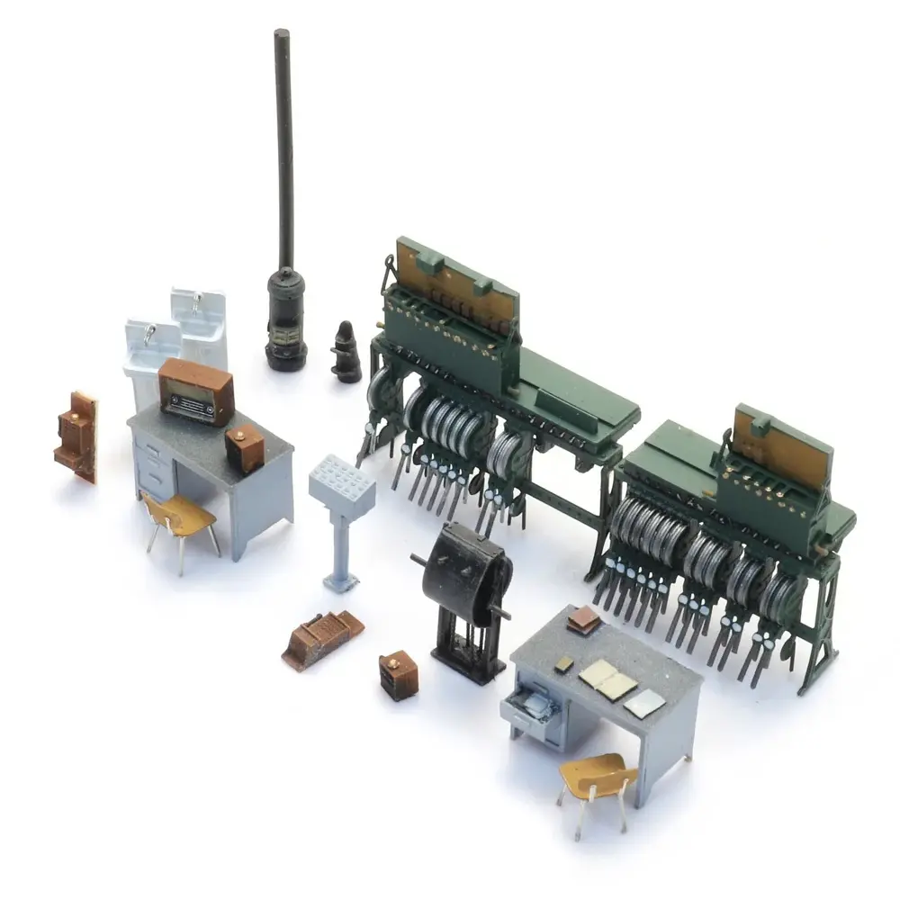 Intérieur de Poste d'Aiguillage + Banc de Leviers - Artitec 387.536 - HO 1/87 - 3