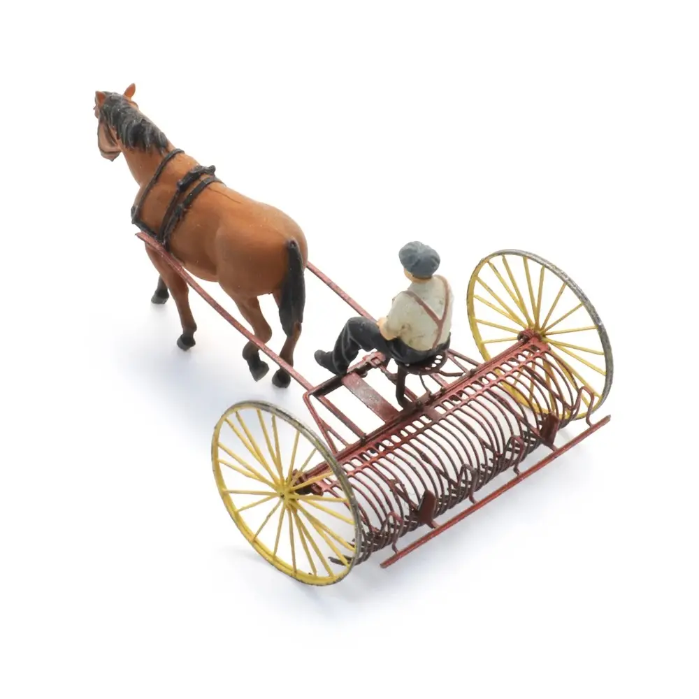 Râteau à Foin avec Cheval + Figurine - Artitec 387.609 - HO 1/87  - 3
