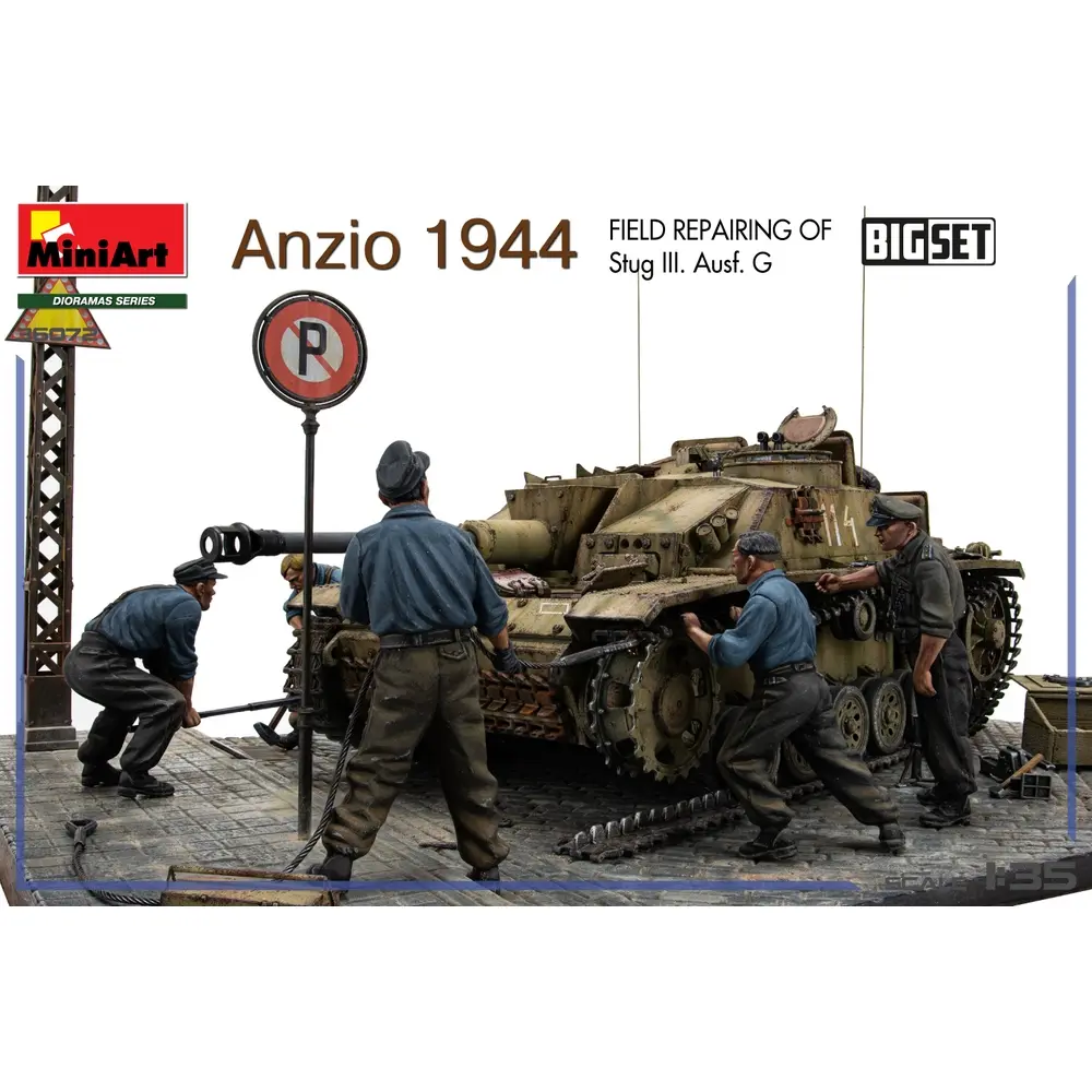 Réparation d’un StuG III endommagé avec 7 figurines - MINIART 550036072 - 1/35 - 7