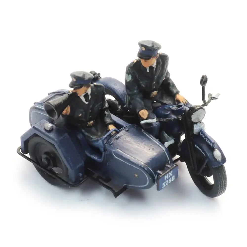 Moto de police avec side-car + 2 figurines - ARTITEC 387.580 - H0 1:87 - 2
