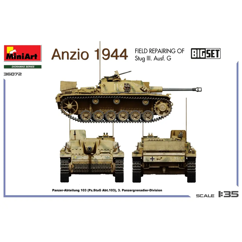 Réparation d’un StuG III endommagé avec 7 figurines - MINIART 550036072 - 1/35 - 2