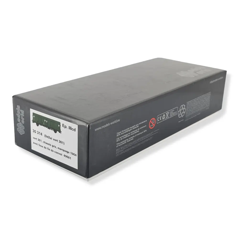 Fourgon Bagages Dd2ai Vert 301 - feux fin de convoi - MODELS WORLD 30314 - SNCF - HO - 4