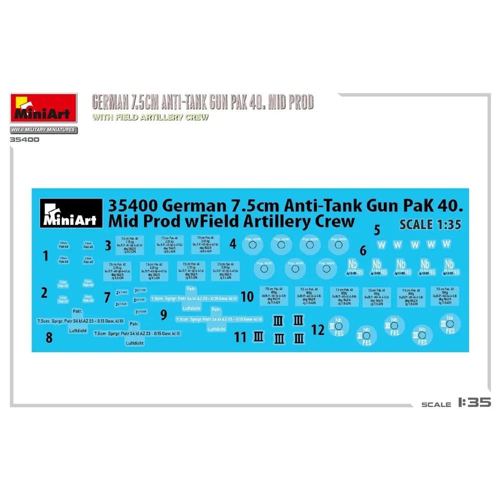 Canon anti-char allemand pak 40. mid prod. avec équipage d'artillerie de campagne - MiniArt 550035400 - 1/35 - 4