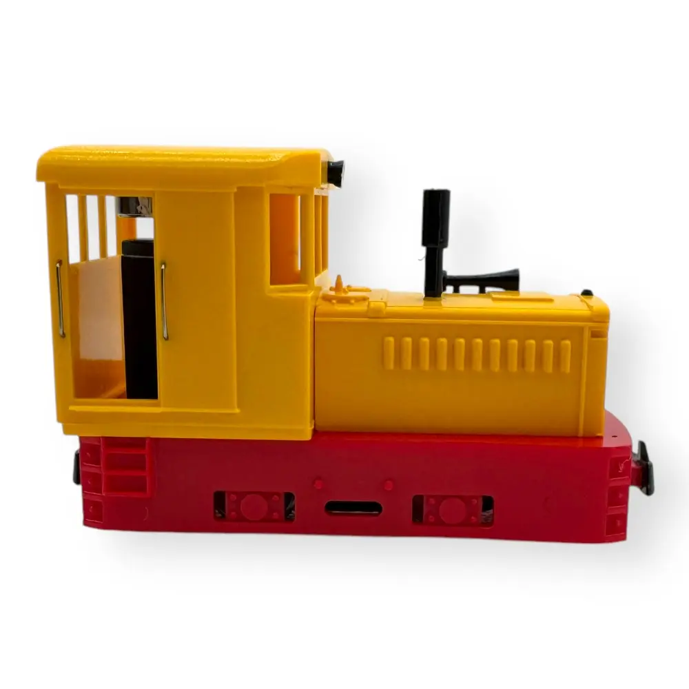 Locomotive diesel Plymouth châssis rouge, superstructure jaune - Minitrains 2055 - HOe 1/87 - 3