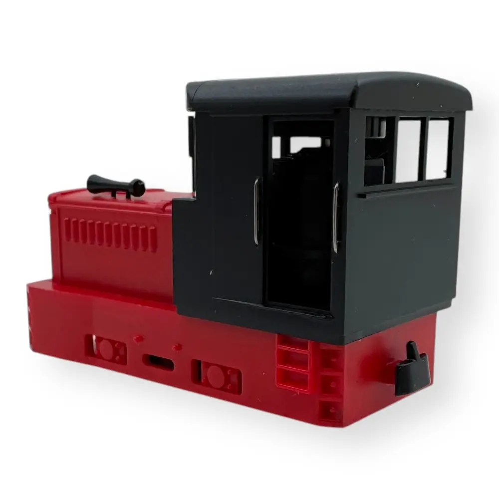 Locomotive diesel Plymouth, châssis rouge, capot rouge, cabine noire - Minitrains 2057 - HOe 1/87 - 2