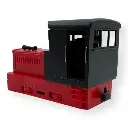 Locomotive diesel Plymouth, châssis rouge, capot rouge, cabine noire - Minitrains 2057 - HOe 1/87 - 2