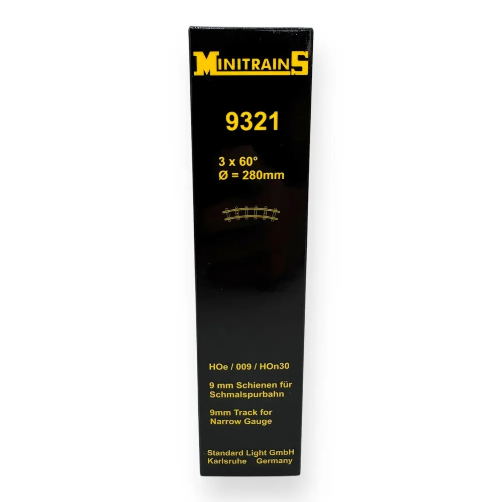3 rails courbes de 60°, 140mm de rayon - Minitrains 9321 - HOe 1/87  - 3