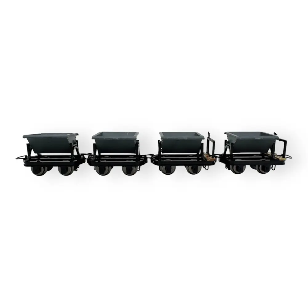 4 wagons bennes - 2 avec et 2 sans frein - Minitrains 3111 - HOe 1/87 - Ep III - 2R - 3