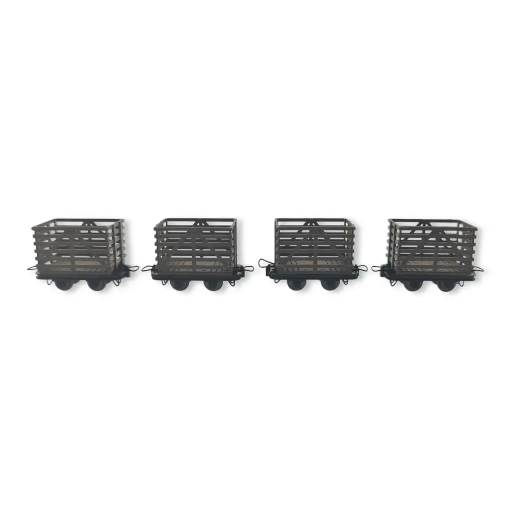 Set 4 wagons marchandises en bois Minitrains 5187 - HOe 1/87 - 2