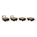Lot de 4 wagons plats, 2 avec et 2 sans frein - Minitrains 3115 - HOe 1/87 - 2R - 2