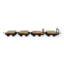 Lot de 4 wagons plats, 2 avec et 2 sans frein - Minitrains 3115 - HOe 1/87 - 2R - 3