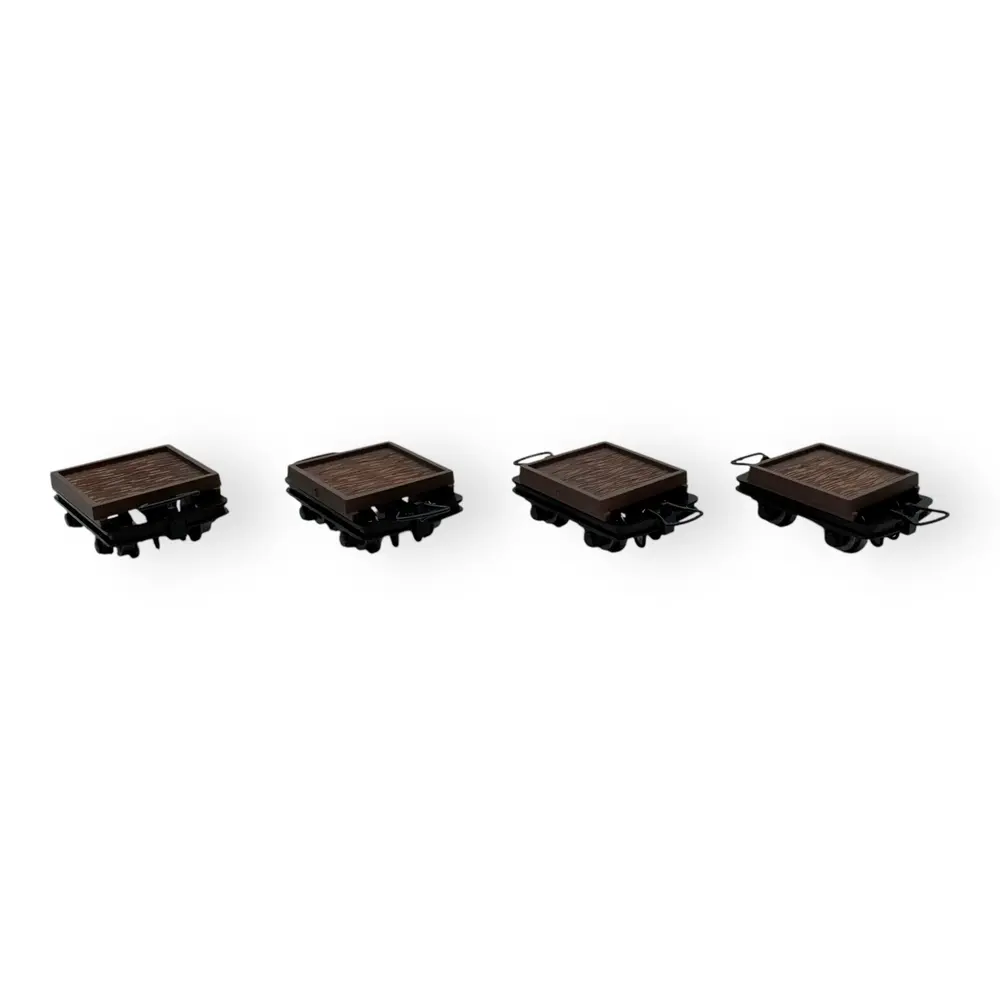 Lot de 4 wagonnets  à voie étroite - Minitrains 5108 - HOe 1/87 - Ep III - 2R - 2
