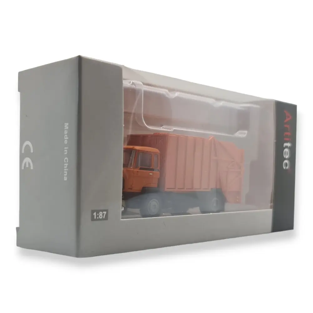 Camion poubelle DAF orange - ARTITEC 487.052.13 - HO : 1/87  - 4