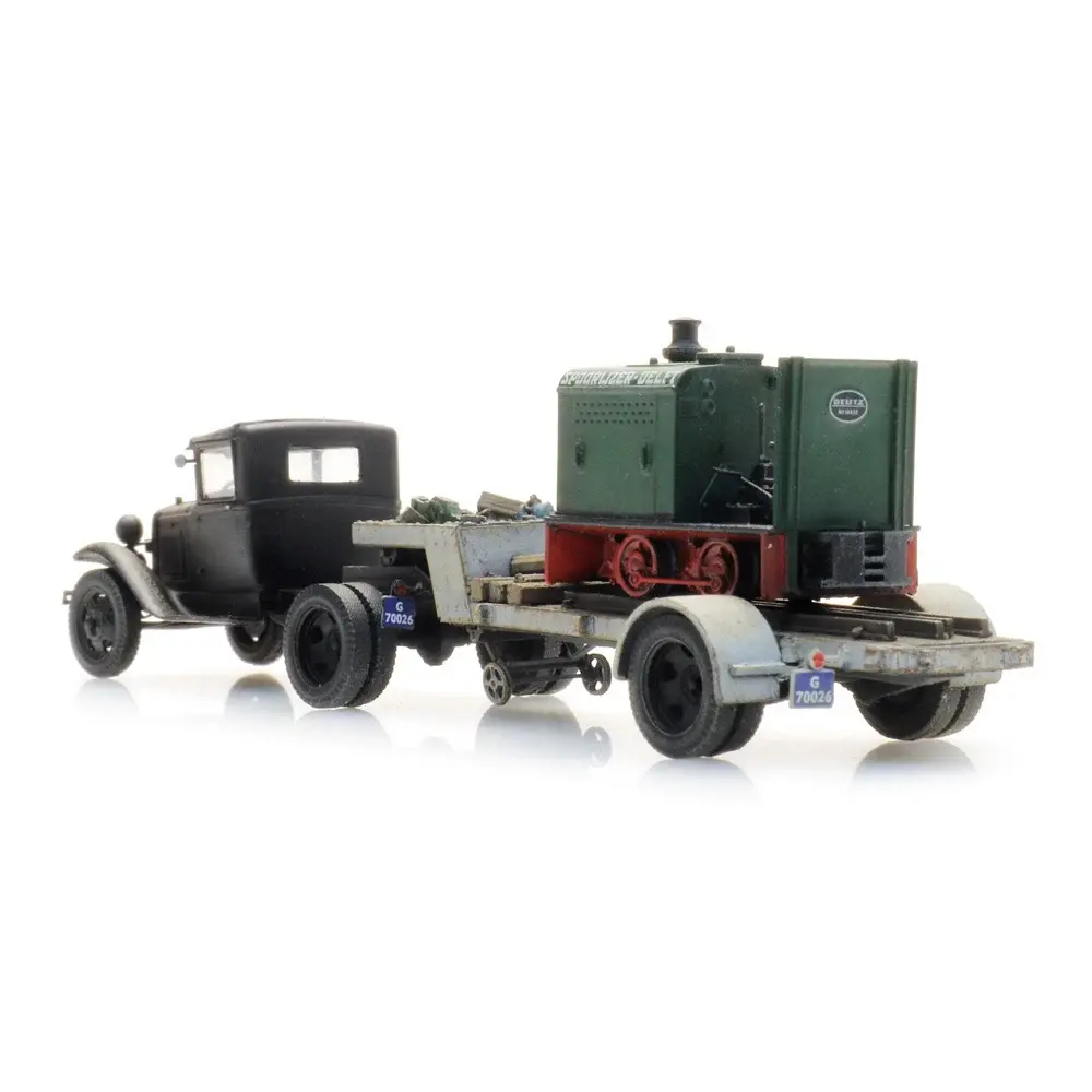 Semi-remorque Ford AA avec locomotive Deutz - ARTITEC 387.556 - HO 1/127 - 4