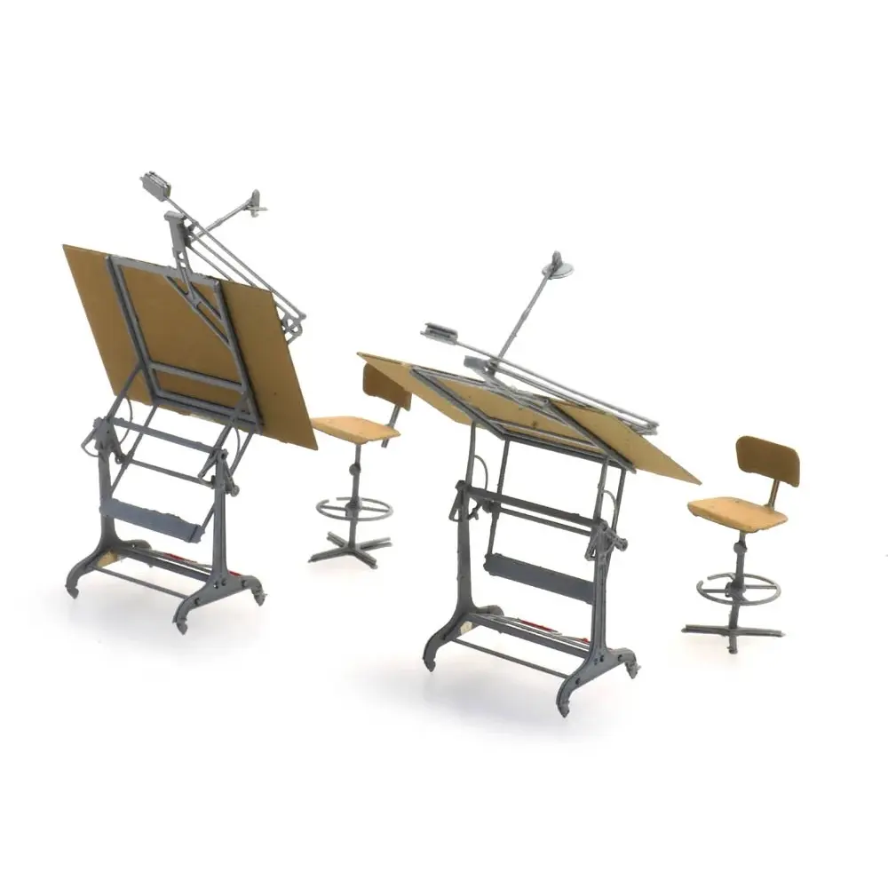 2 tables et chaises d'architecte, prêt à l'emploi - Artitec 387.474 - HO 1/87 - 5