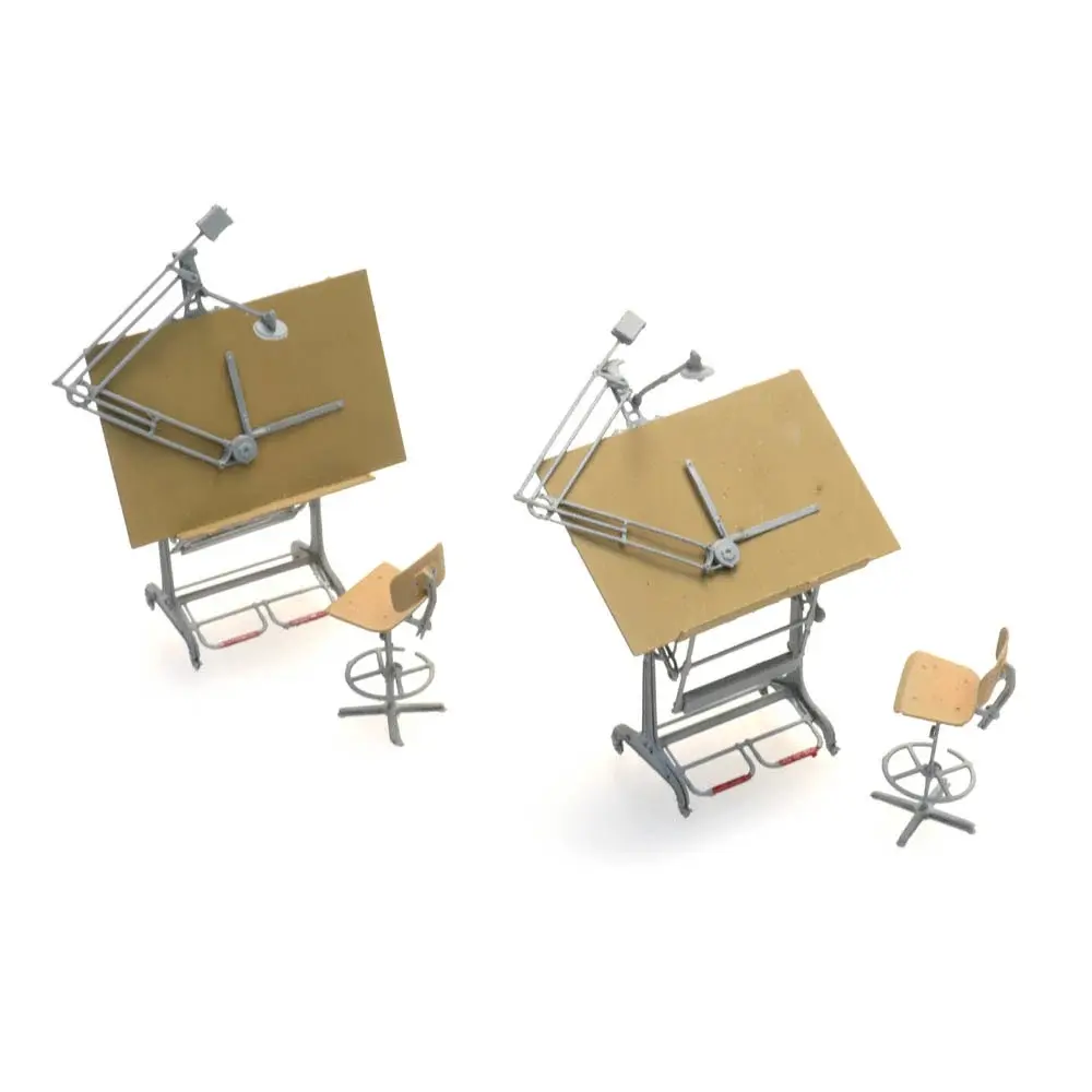 2 tables et chaises d'architecte, prêt à l'emploi - Artitec 387.474 - HO 1/87 - 2