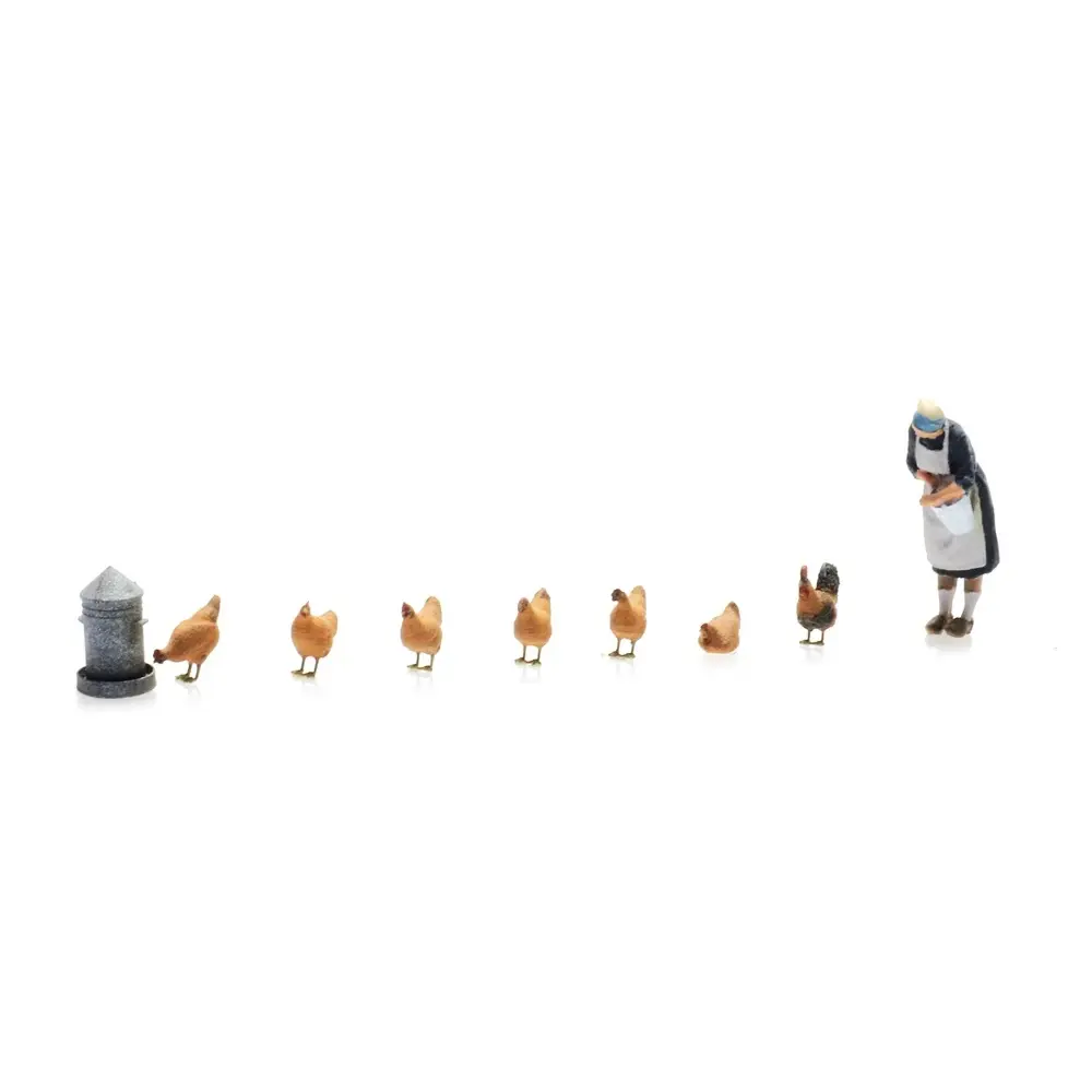 Fermière avec 6 poulets - Artitec AR387.514 - HO 1/87 - 3