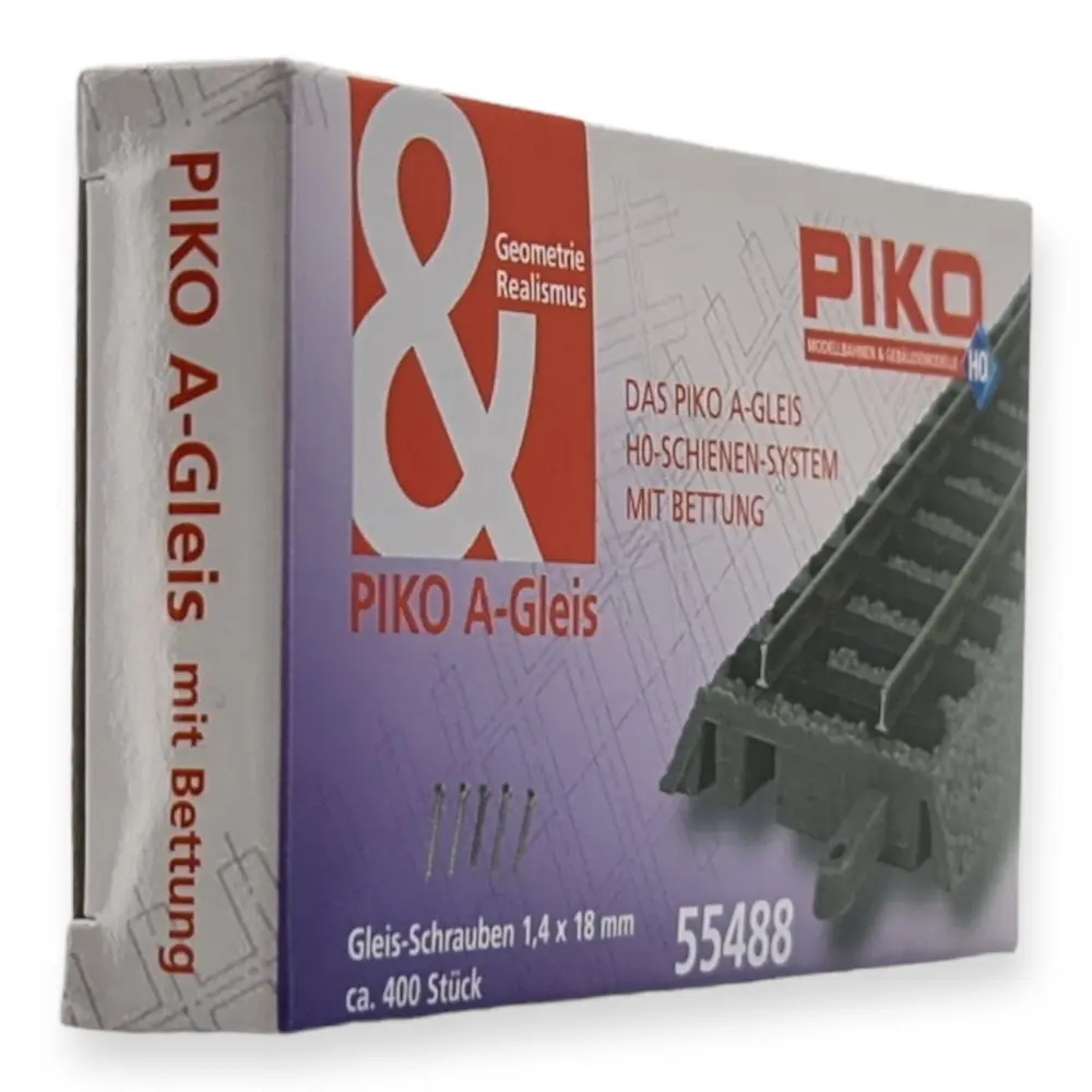 Boite de 400 vis pour rails ballastés PIKO 55488 | Dimension :1.4x18mm - 2
