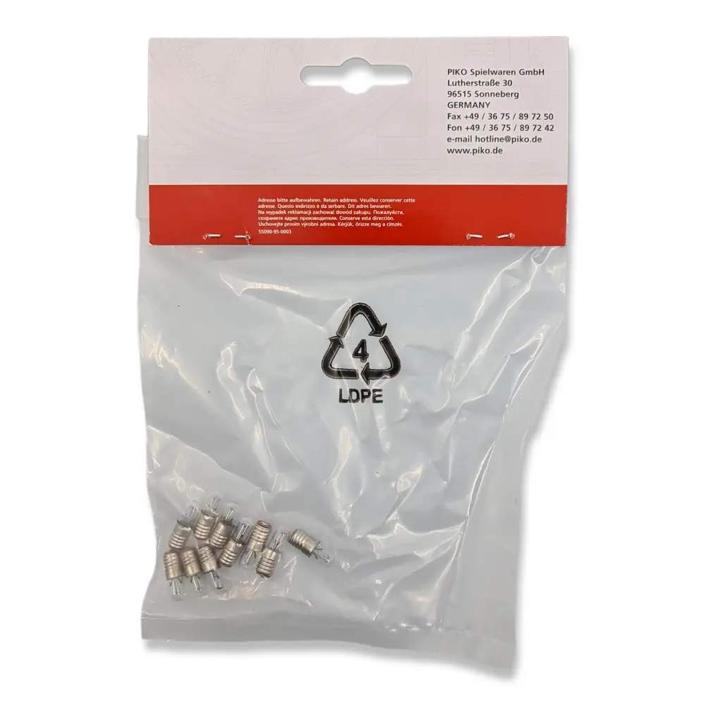 Pack de 10 ampoules de rechange Piko 55758- HO 1/87 - 19 V - 3
