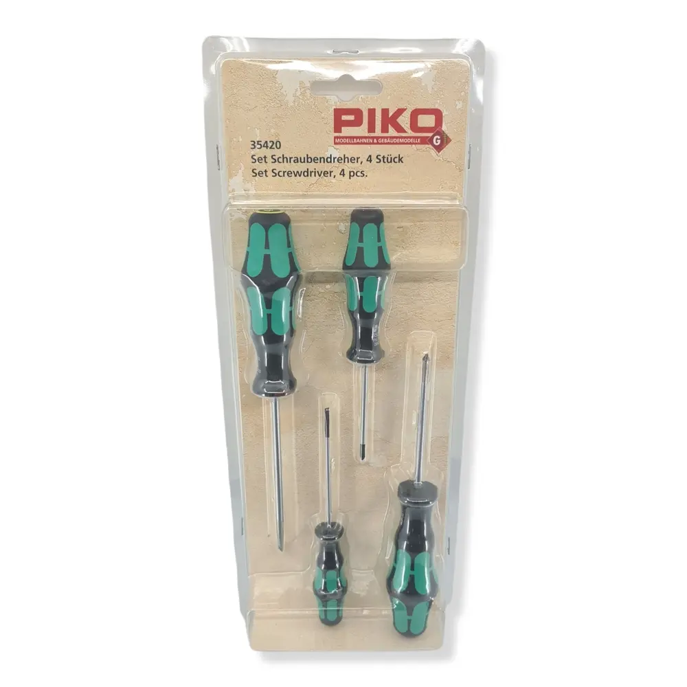 Jeu de 4 tournevis G PIKO G 35420 - 2 cruciformes (0, 1) & 2 plats (2.5mm, 4mm) - 2