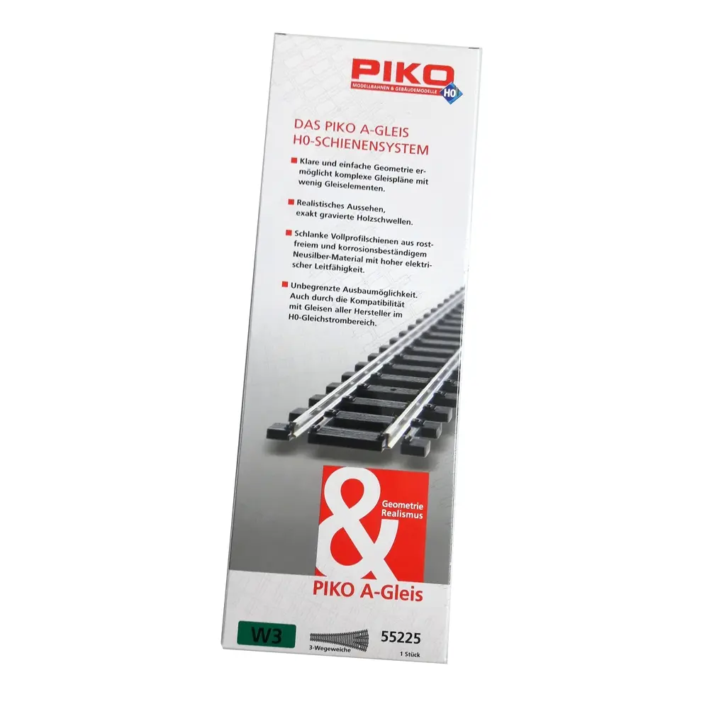 Aiguillage Triple - Traverses Bois 15°/239mm/15° R9 PIKO 55225 | HO 1/87 | Code 100 - 2