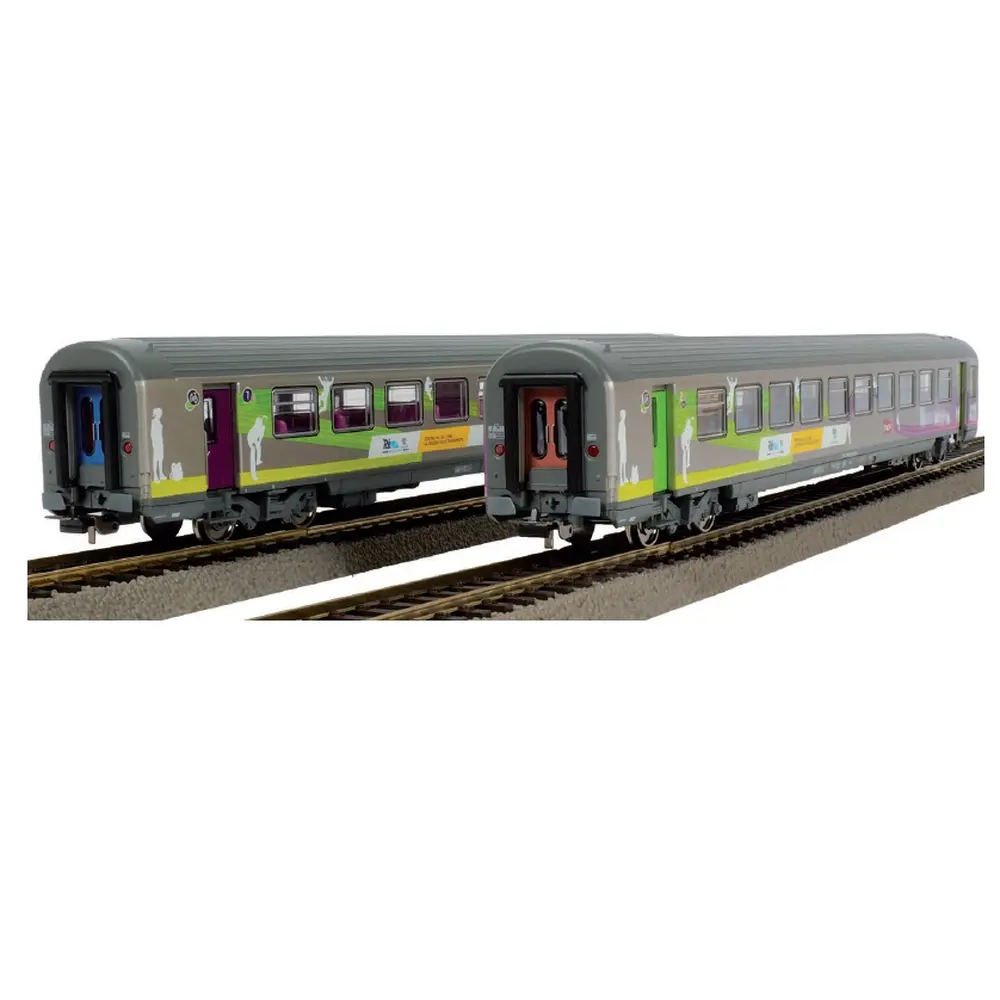 Set de 2 voitures Corail VTU REMI intercités, A10tuh + B11tu - Piko 97134 - HO 1/87 - SNCF - Ep VI - 2R - 5