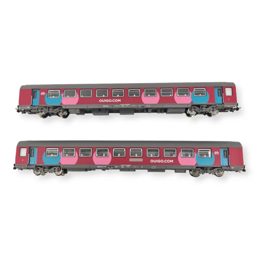 Coffret 2 voitures corail "OUIGO" PIKO 97305 - HO 1/87 - EP VI - 2nd classe - 3