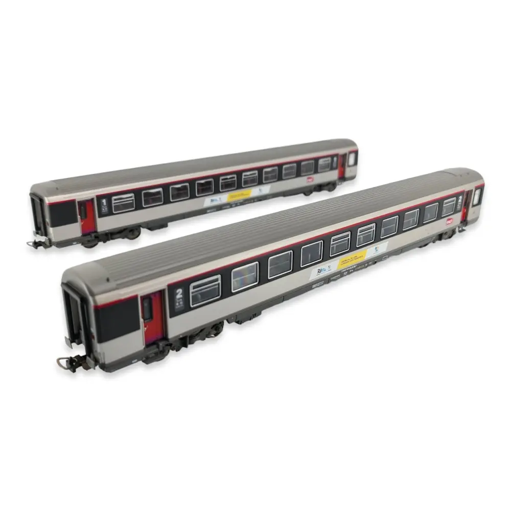 Set 2 voitures corail "Centre val de Loire" PIKO 97301 - HO 1/87 - EP VI - 1ère & 2nd classe - 2