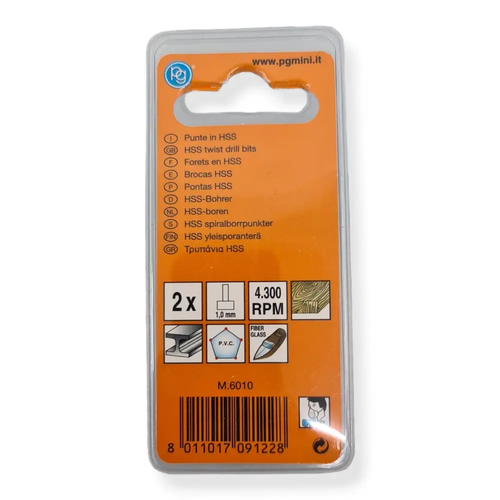 Set 2 forets en HSS - PG Mini M6010 - Diamètre 1 mm - 3