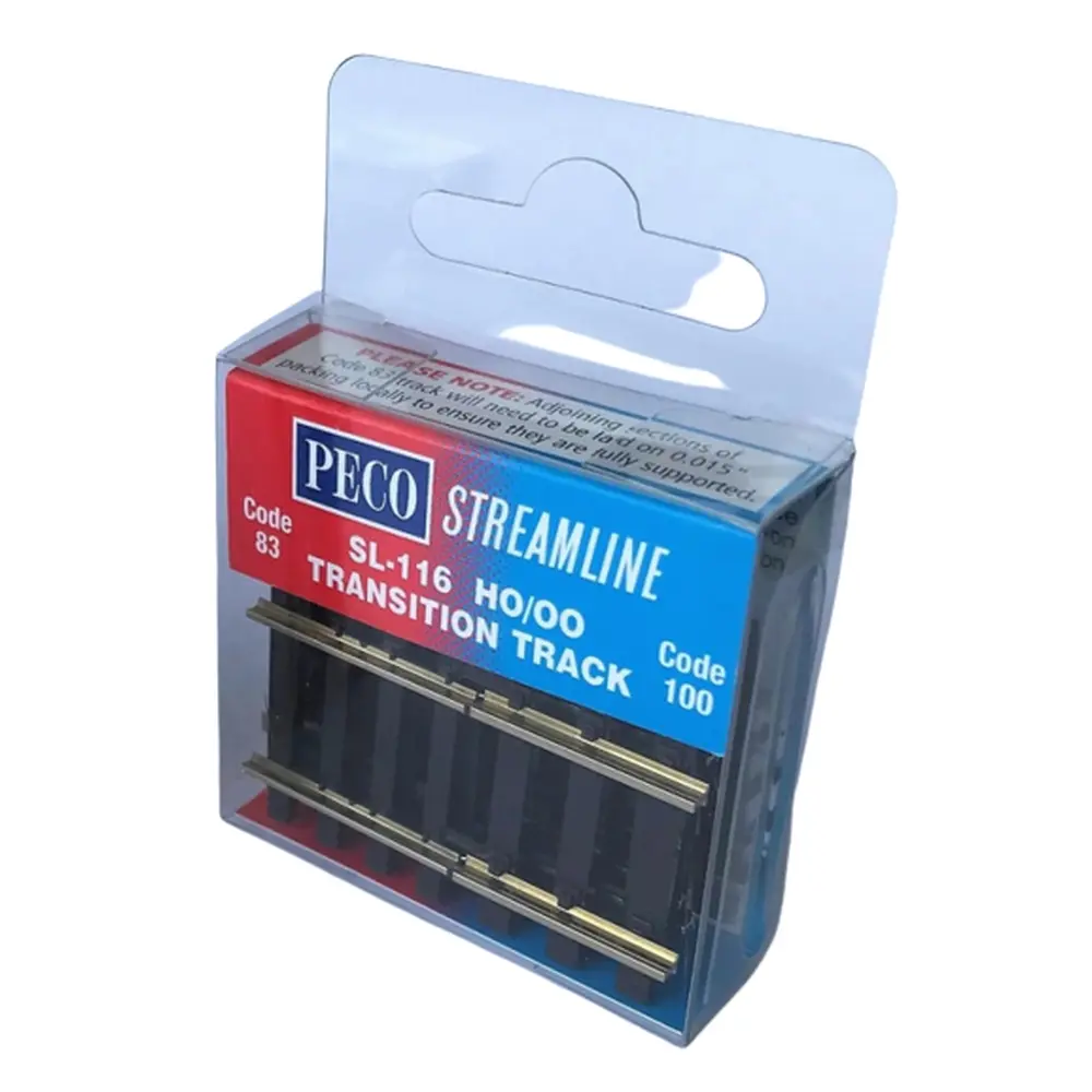 4 Rails de transition code 100 vers code 83 PECO SL116 - 45 mm - HO 1/87 - 2