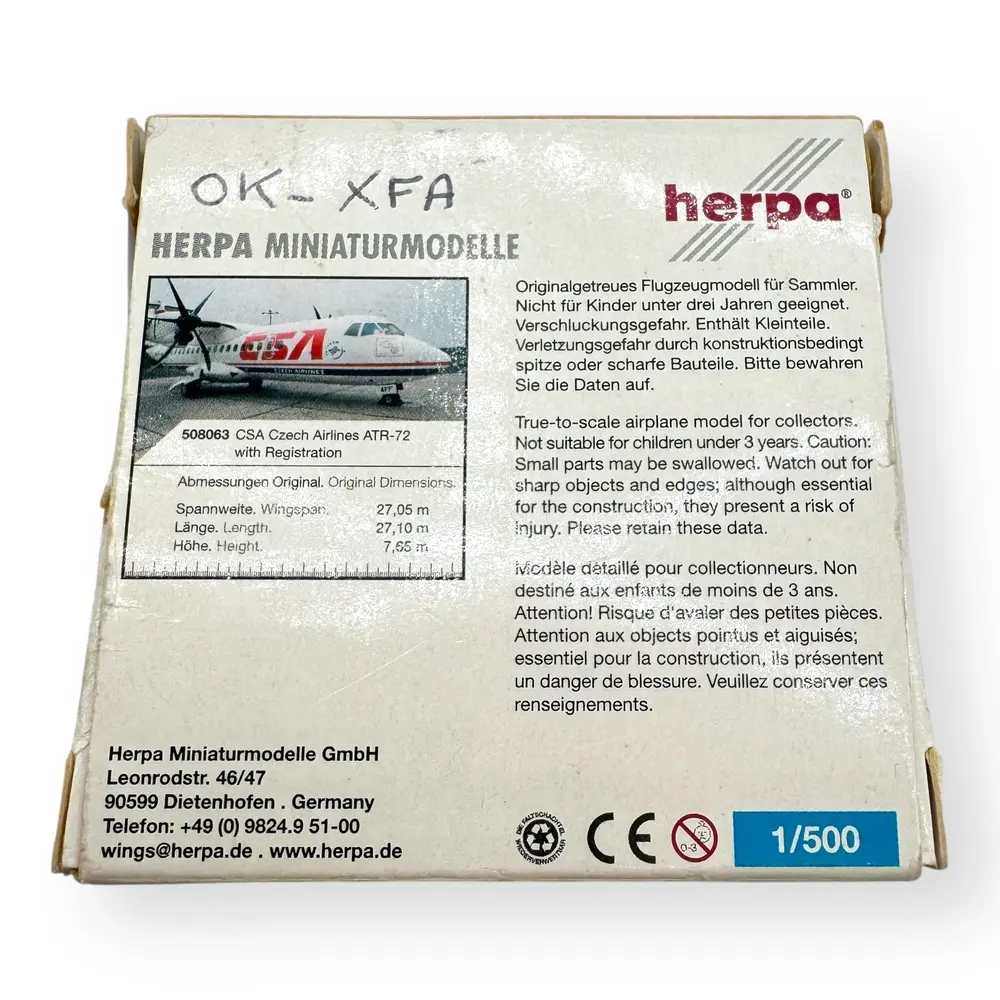 CSA Czech Airlines ATR-72 - Herpa 508063 - 1/500 - 5