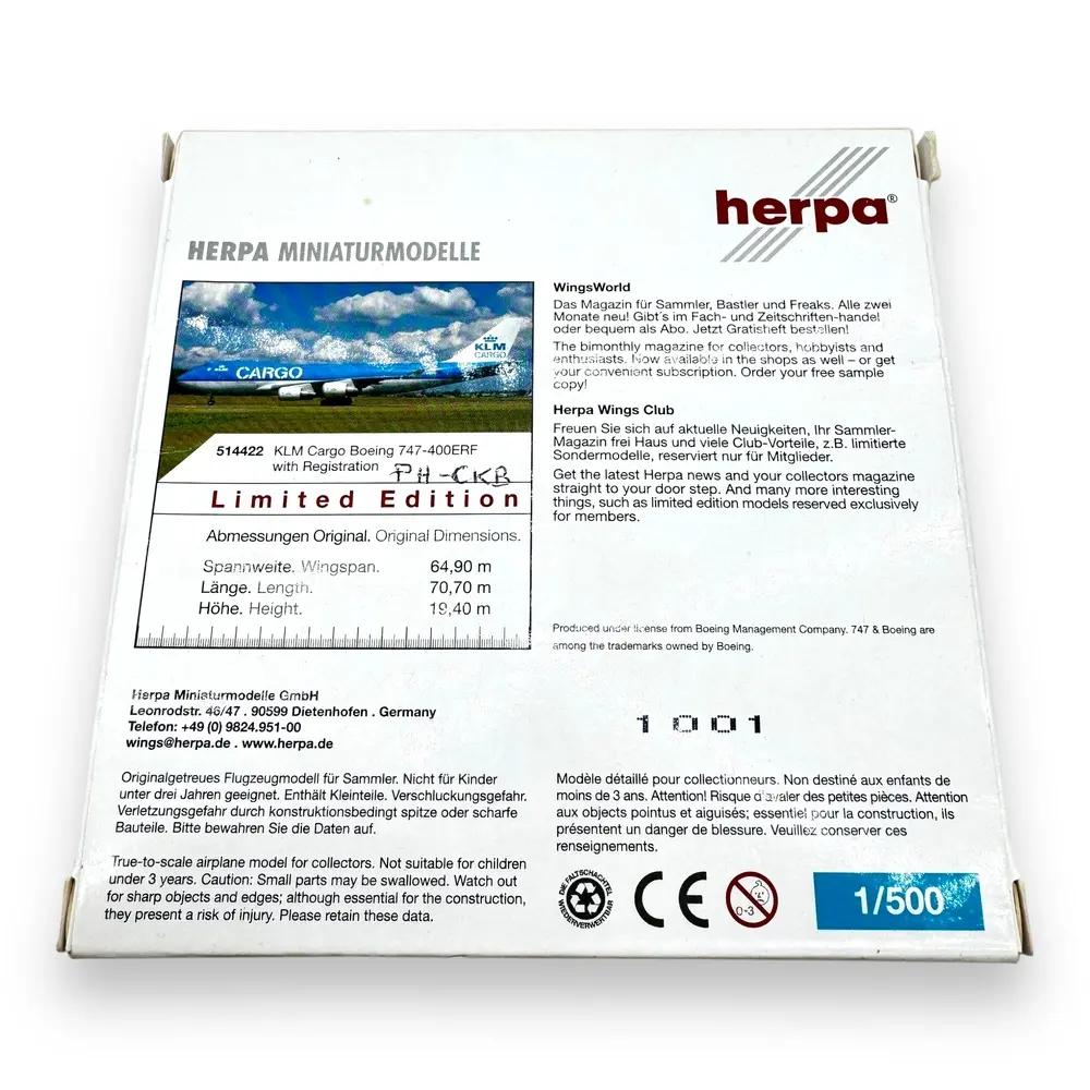 Boeing 747-400ERF KLM Cargo - Herpa 514422 - 1/500 - 5