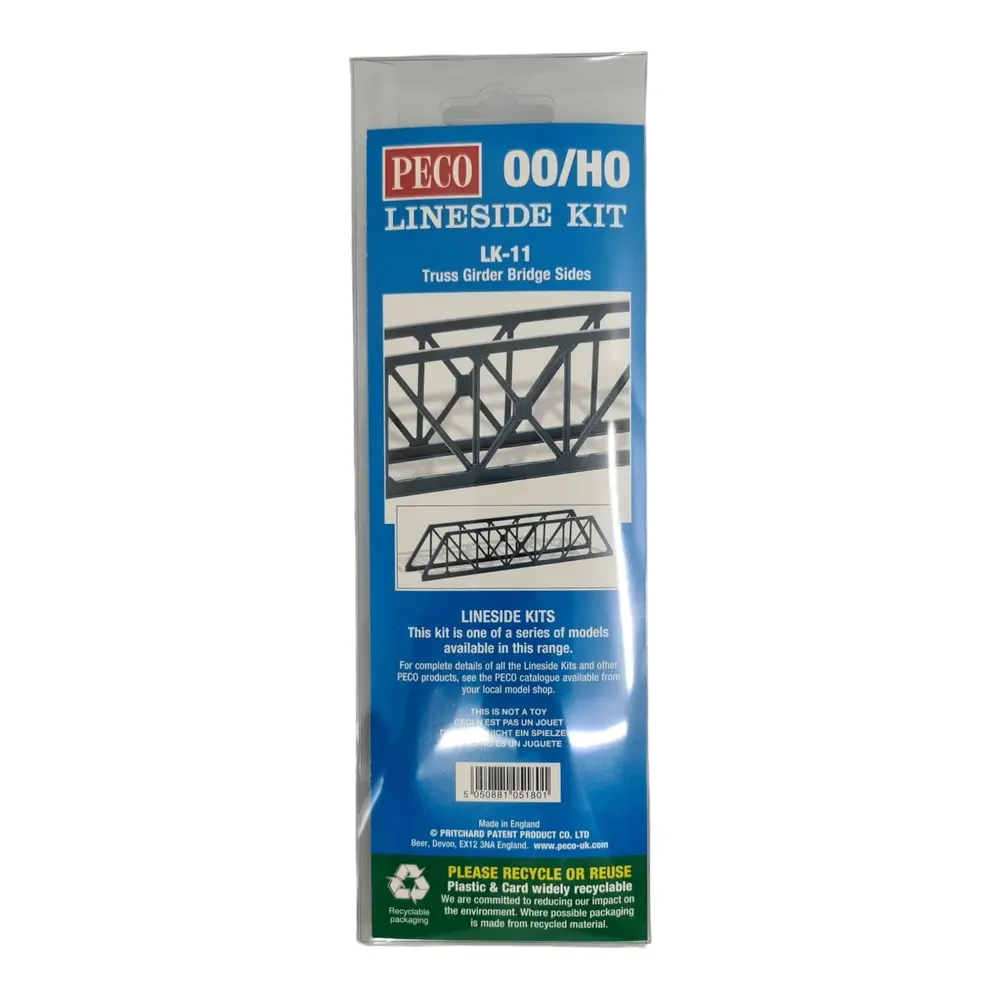 Côtés pont à poutres en treillis - Peco LK11 - OO / HO - 222 mm - 2