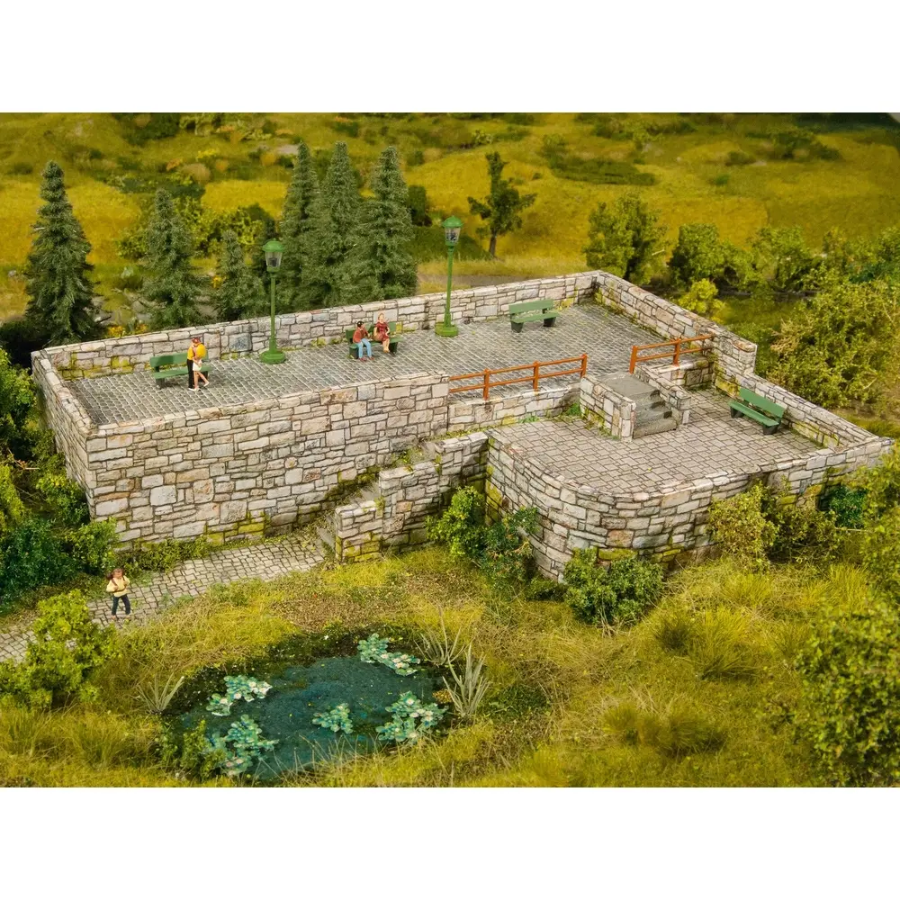 Feuille de carton 3D « Mur en pierre de taille » - Noch 56640 - HO 1/87 - 2